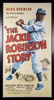 Rare Original 1950 "The Jackie Robinson Story" Three Sheet Poster (41"x79") in Framed Display